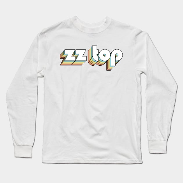 ZZ Top - Retro Rainbow Typography Faded Style Long Sleeve T-Shirt by Paxnotods